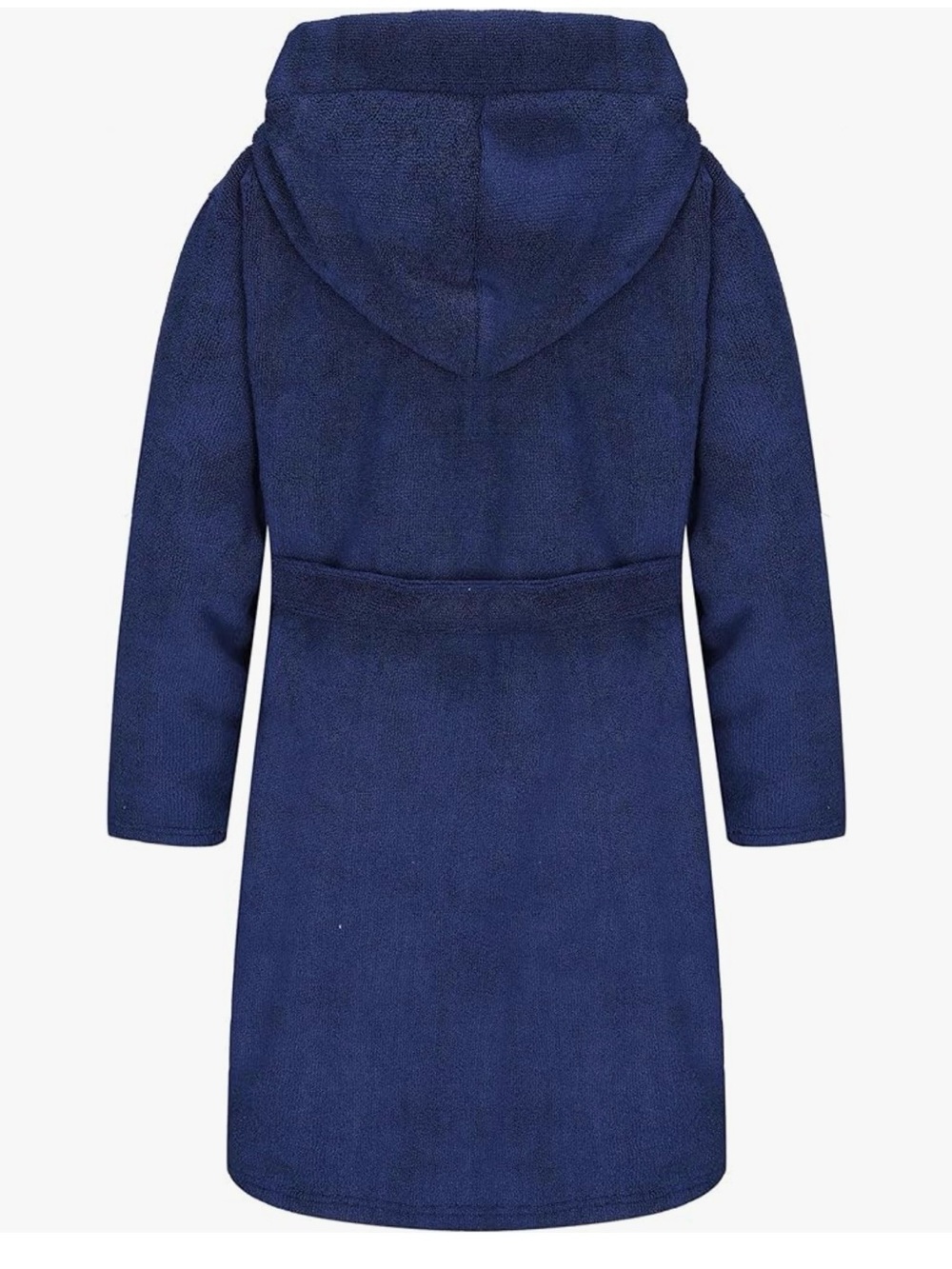Kids Hooded Terry Robe with Pockets - Navy Blue - Picture 2 of 3